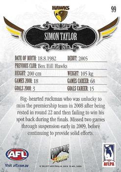 2009 Select AFL Pinnacle #99 Simon Taylor Back